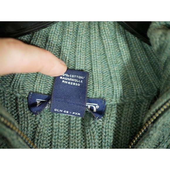 Lands' End Green Cable Knit Sweater - Picture 7 of 10